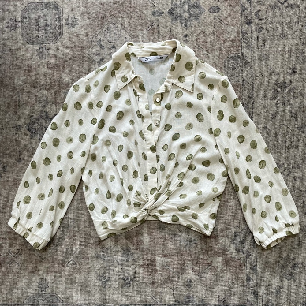 Zara Collard Polka Dot Crop Top